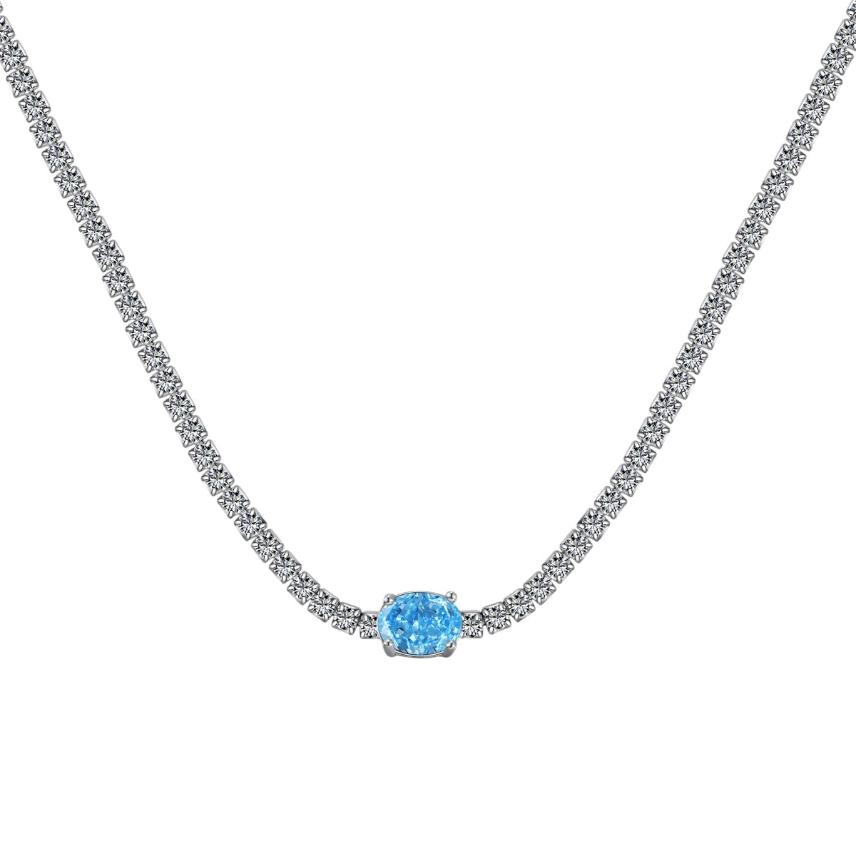 [Royal Jewellery]1.0 Carat Shining Oval Cut Necklace