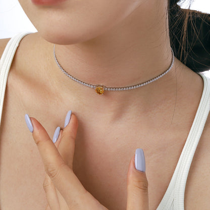[Royal Jewellery]2.0 Carat Sparkling Tennis Heart Cut Necklace