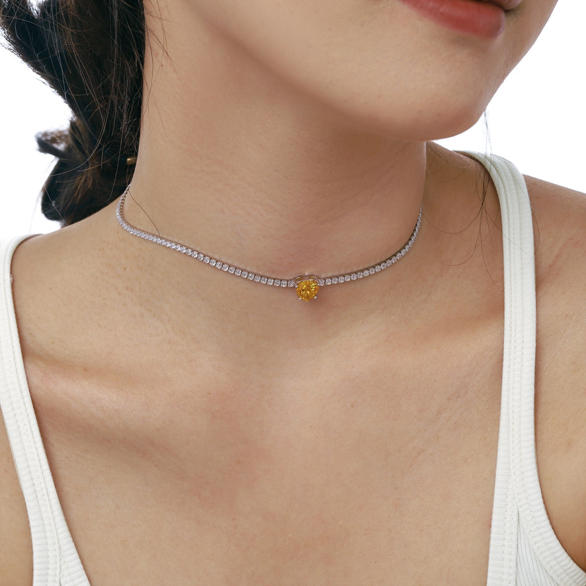 [Royal Jewellery]2.0 Carat Sparkling Tennis Heart Cut Necklace