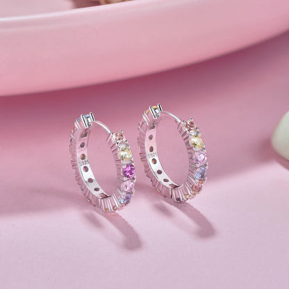 [Royal Jewellery]Radiant Colorful Round Cut Earrings