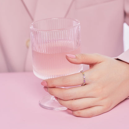 [Royal Jewellery]Sparkling Colorful Round Cut Tennis Ring