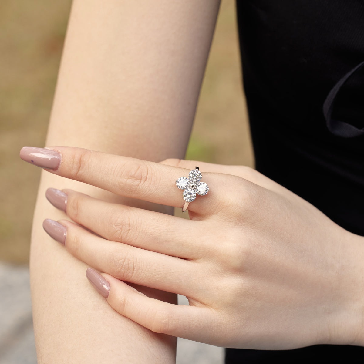 [ROYAL]Four-Leaf Clover Eight-Pointed Star Ring