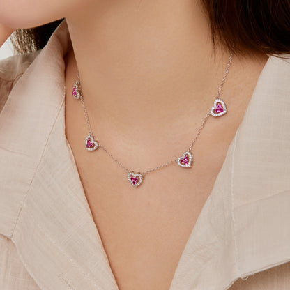 [Royal Jewellery]Sparkling Five Heart Necklace