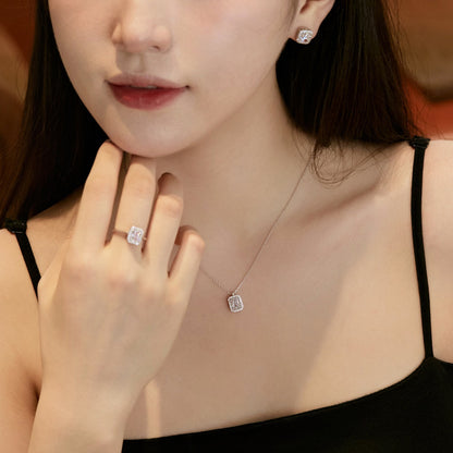 [Royal Jewellery]1.0 Carat Luxurious Dainty Emerald Cut Daily Earrings