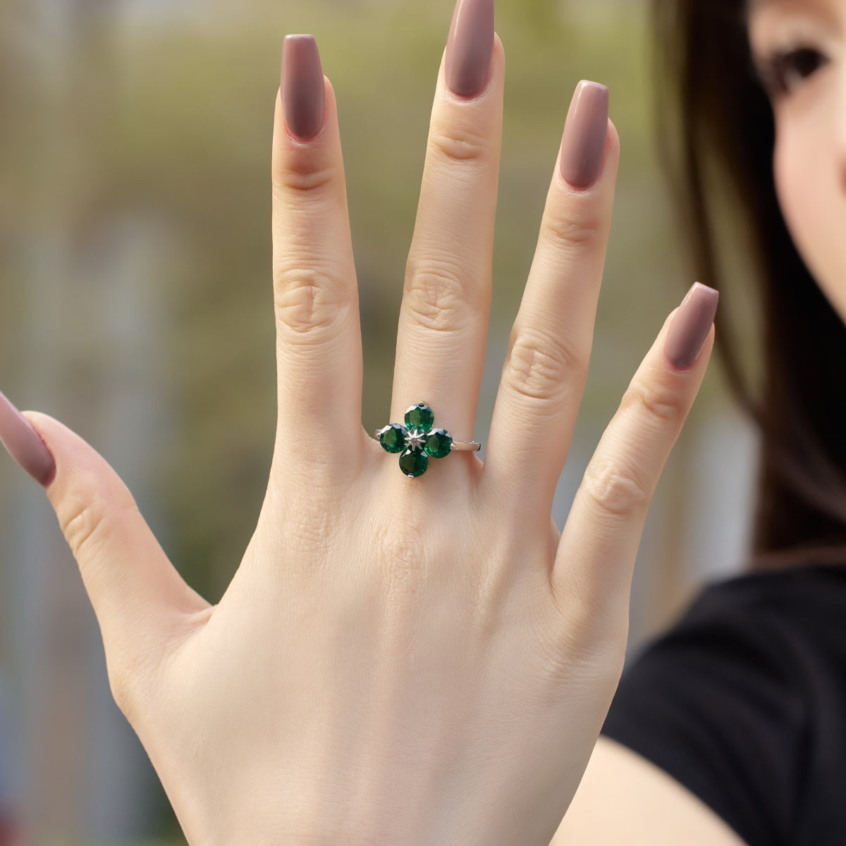 [ROYAL]Four-Leaf Clover Eight-Pointed Star Ring