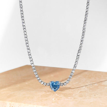[Royal Jewellery]2.0 Carat Sparkling Tennis Heart Cut Necklace