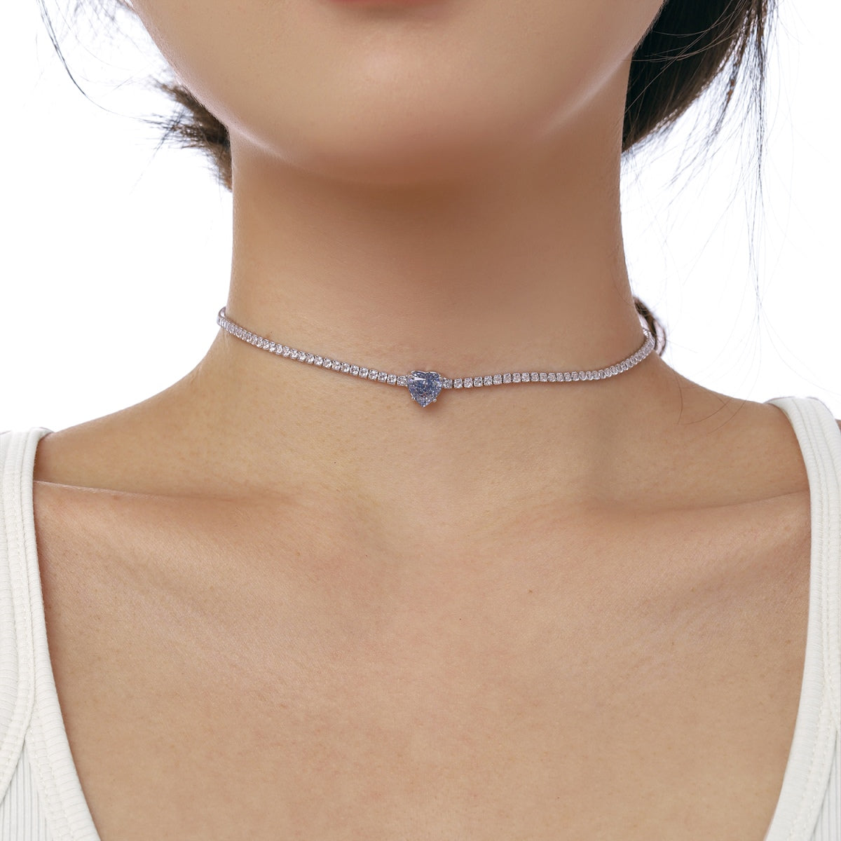 [Royal Jewellery]2.0 Carat Sparkling Tennis Heart Cut Necklace