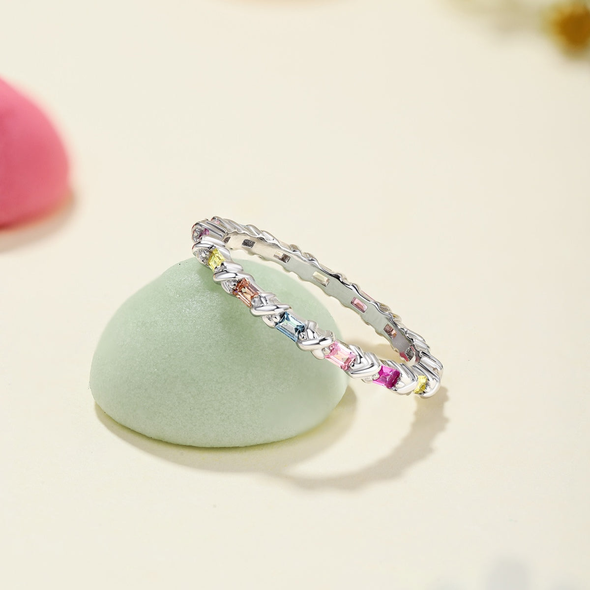 [ROYAL]Charming Colorful Round Cut Daily Ring