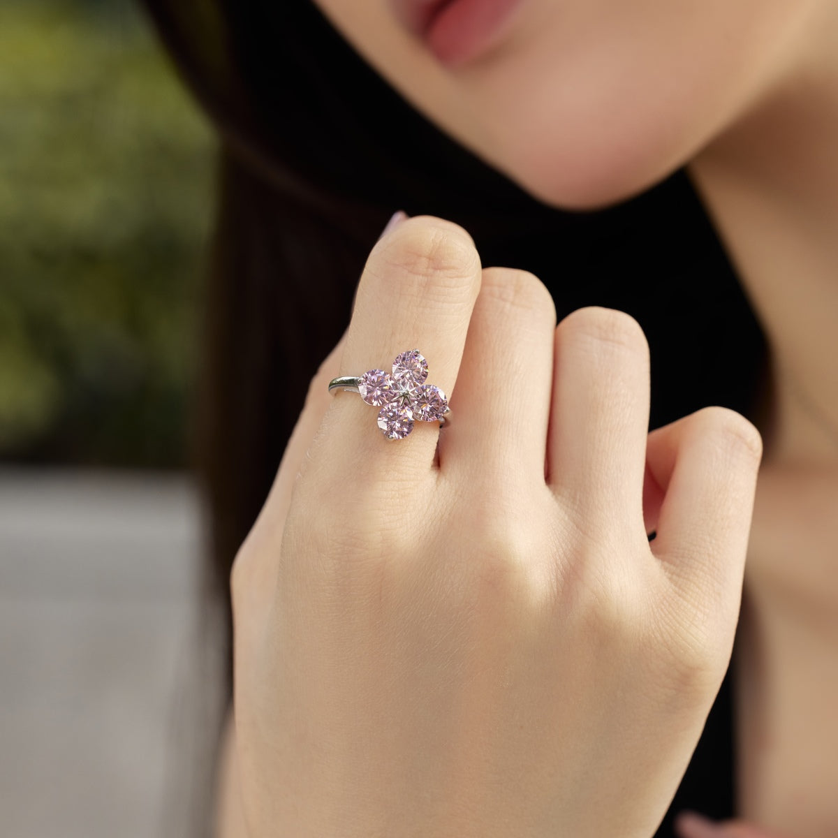 [Royal Jewellery]Four-Leaf Clover Eight-Pointed Star Ring