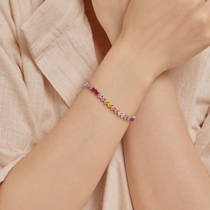 [Royal Jewellery]Luxurious Colorful Romantic Heart Shape Lover Bracelet