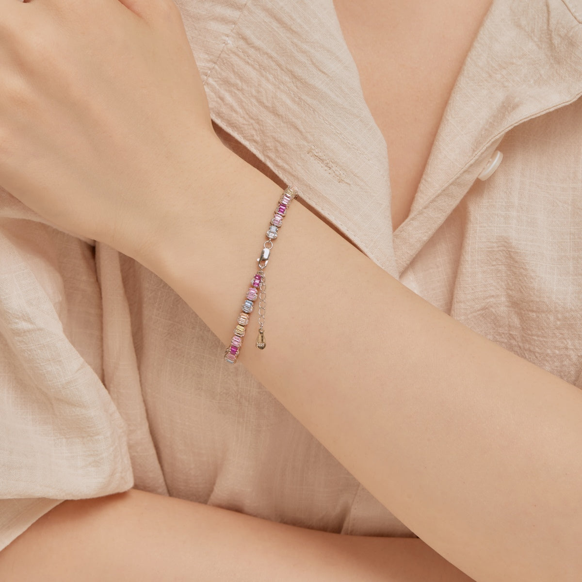 [Royal Jewellery]Delicate Colorful Emerald Cut Party Bracelet