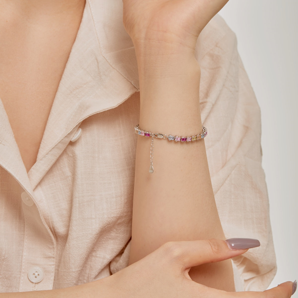 [Royal Jewellery]Delicate Colorful Emerald Cut Party Bracelet
