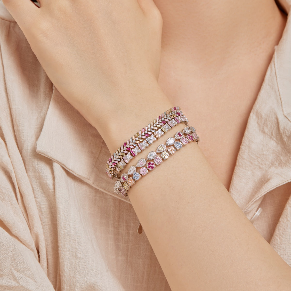 [ROYAL]Dainty Radiant Emerald Cut Daily Bracelet