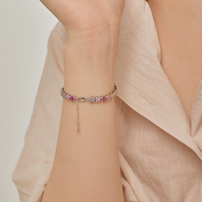 [Royal Jewellery]Delicate Colorful Emerald Cut Daily Bracelet