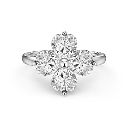 [Royal Jewellery]Heart-shaped Four-Leaf Clover Ball Ring