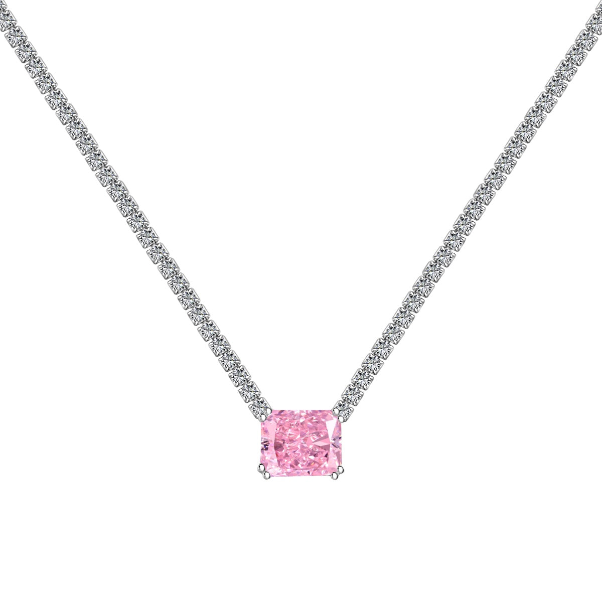 [Royal Jewellery]4.0 Carat Elegant Radiant Cut Necklace