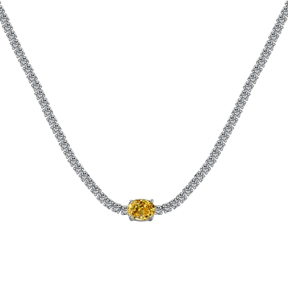 [Royal Jewellery]1.0 Carat Shining Oval Cut Necklace