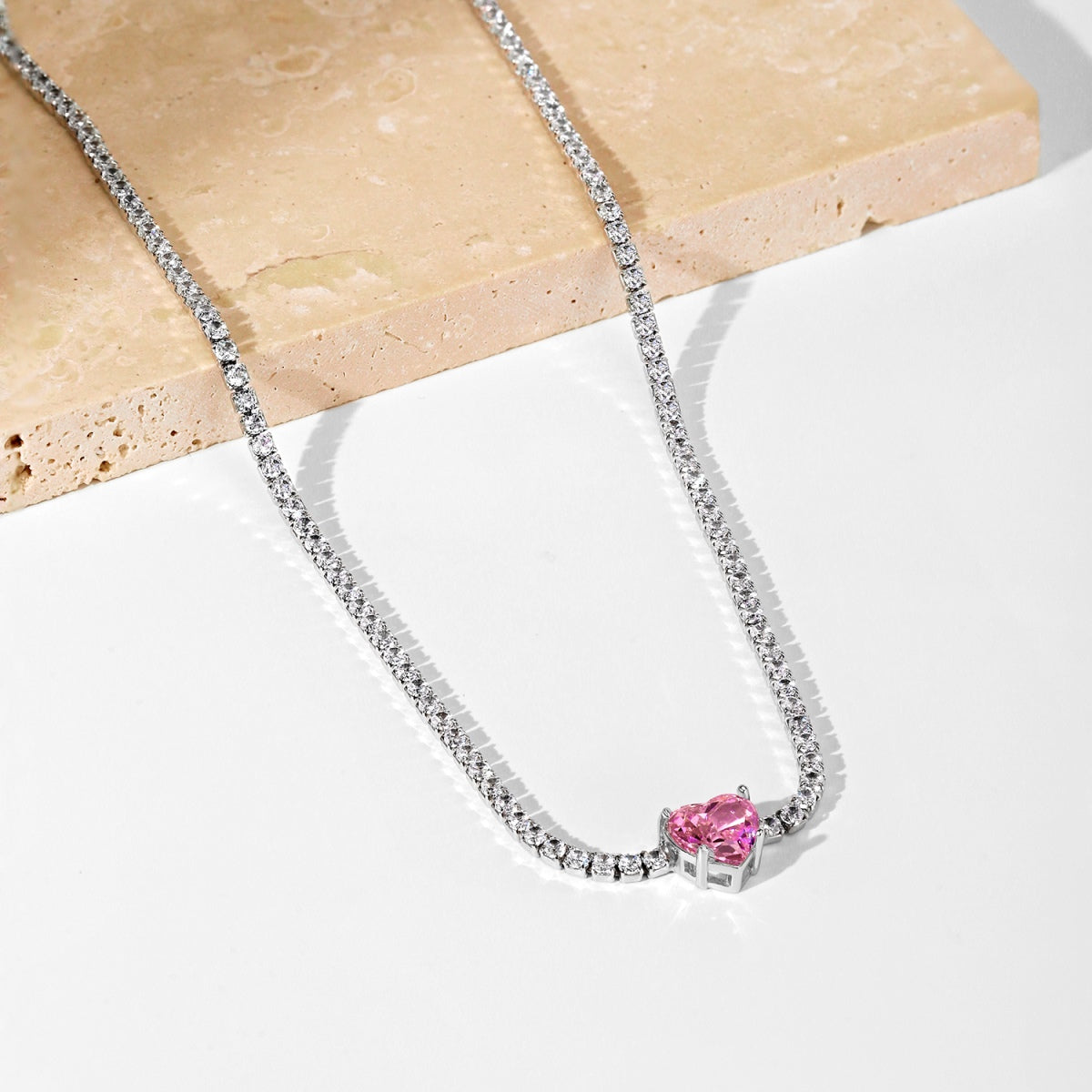 [ROYAL]2.0 Carat Sparkling Tennis Heart Cut Necklace