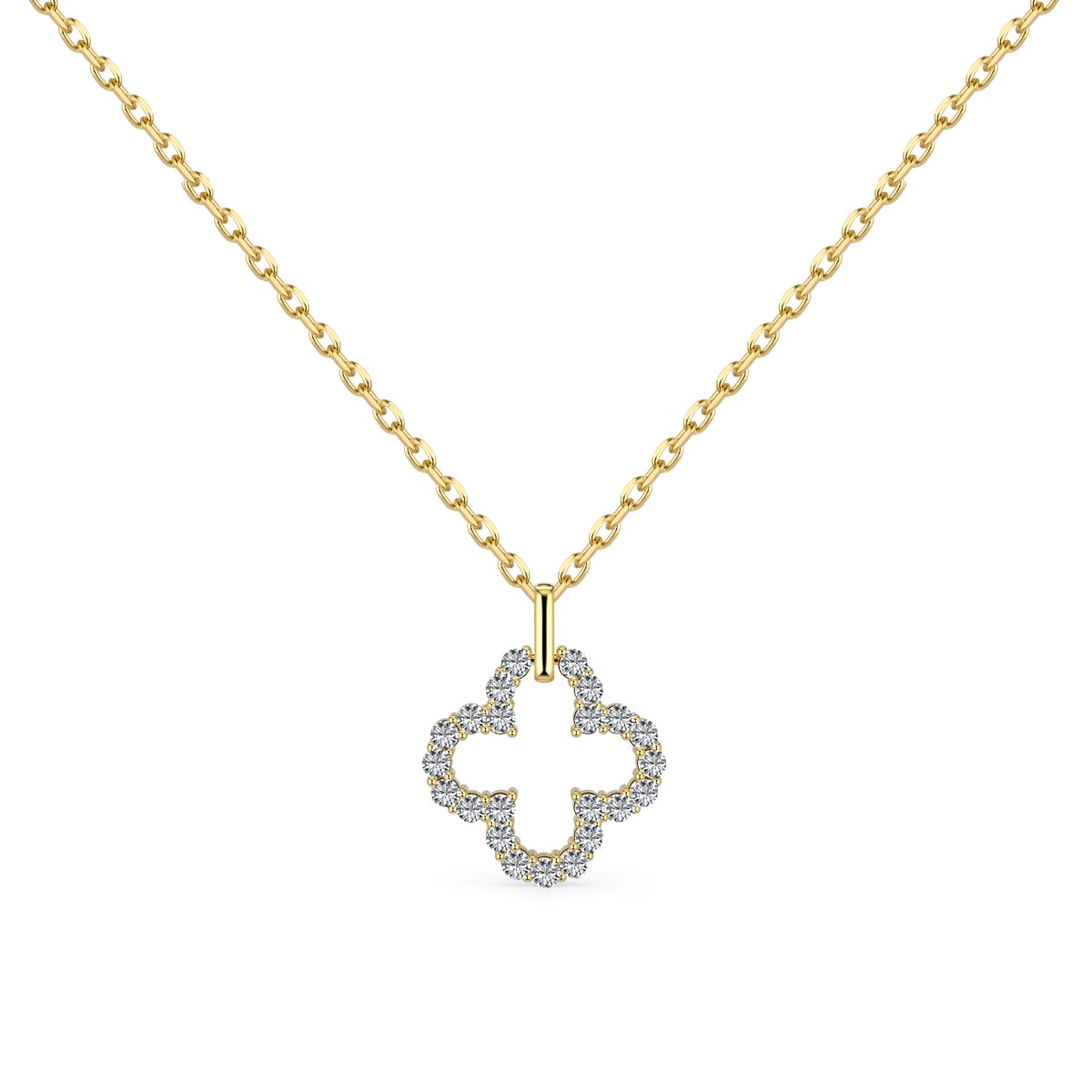 [Royal Jewellery]Four-Leaf Clover Hollow Design Exquisite Necklace