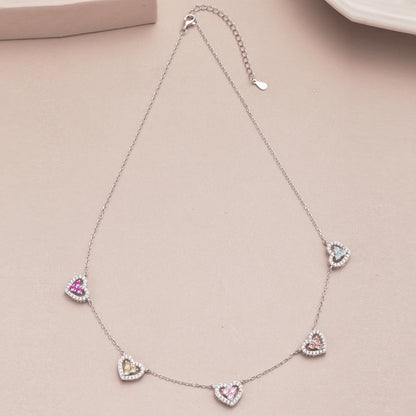 [ROYAL]Sparkling Five Heart Necklace