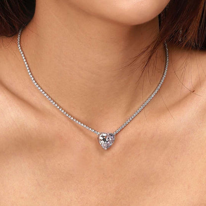 [Royal Jewellery]8.0 Carat Versatile Colorful Sweet Heart-Shaped Tennis Necklace