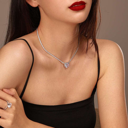 [Royal Jewellery]8.0 Carat Versatile Colorful Sweet Heart-Shaped Tennis Necklace