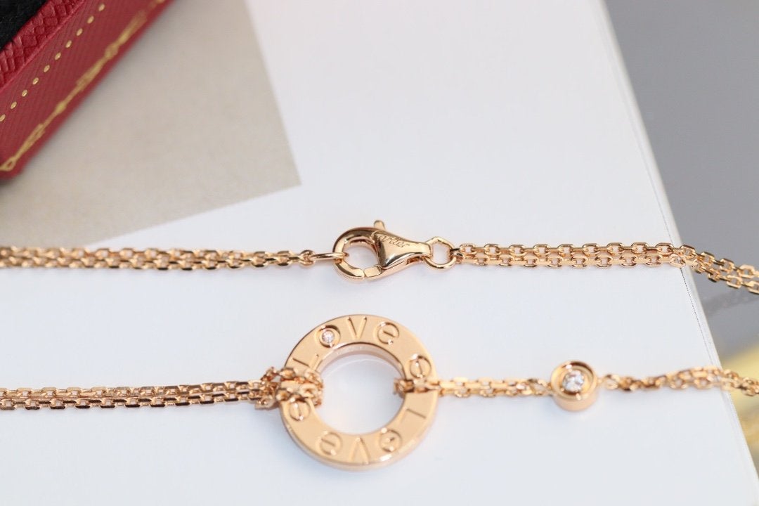 [ROYAL]LOVE NECKLACE ADJUSTABLE ROSE GOLD 2 DIAMOND