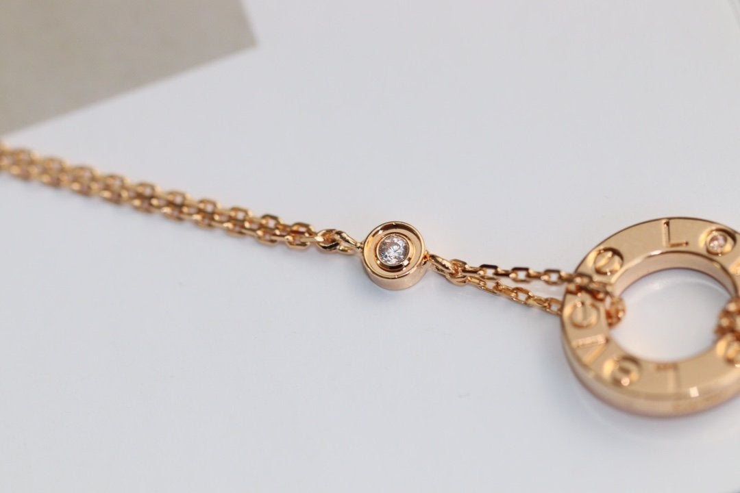 [ROYAL]LOVE NECKLACE ADJUSTABLE ROSE GOLD 2 DIAMOND