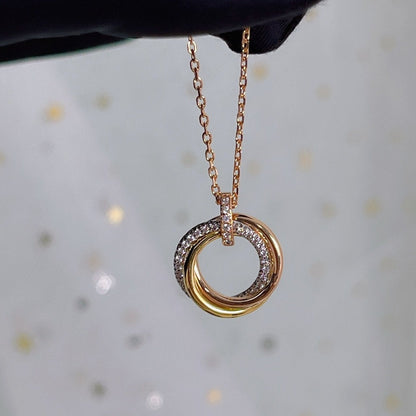 [ROYAL]TRINITY NECKLACE SILVER GOLD PINK GOLD DIAMONDS