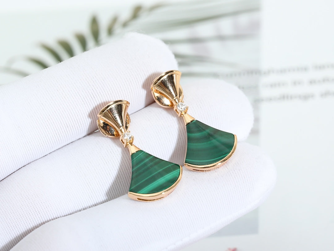 [ROYAL]DREAM MALACHITE PINK GOLD EARRINGS