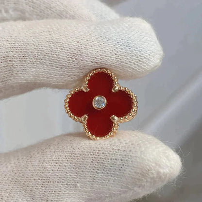 [ROYAL]CLOVER MEDIUM 1 MOTIFS CARNELIAN DIAMOND Ohrringe