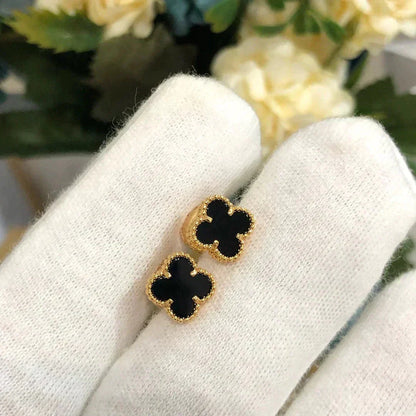 [ROYAL]CLOVER MINI 9.5MM BLACK MOP EARRINGS