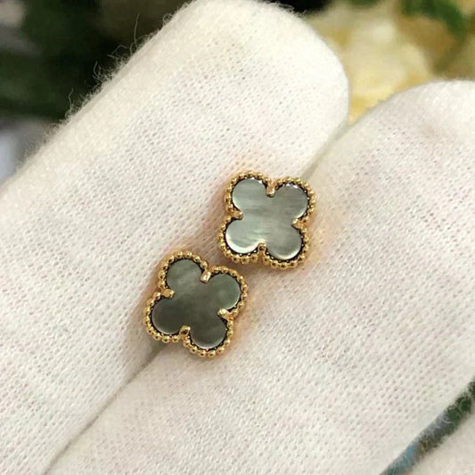 [ROYAL]CLOVER MINI 9.5MM GRAY MOP EARRINGS