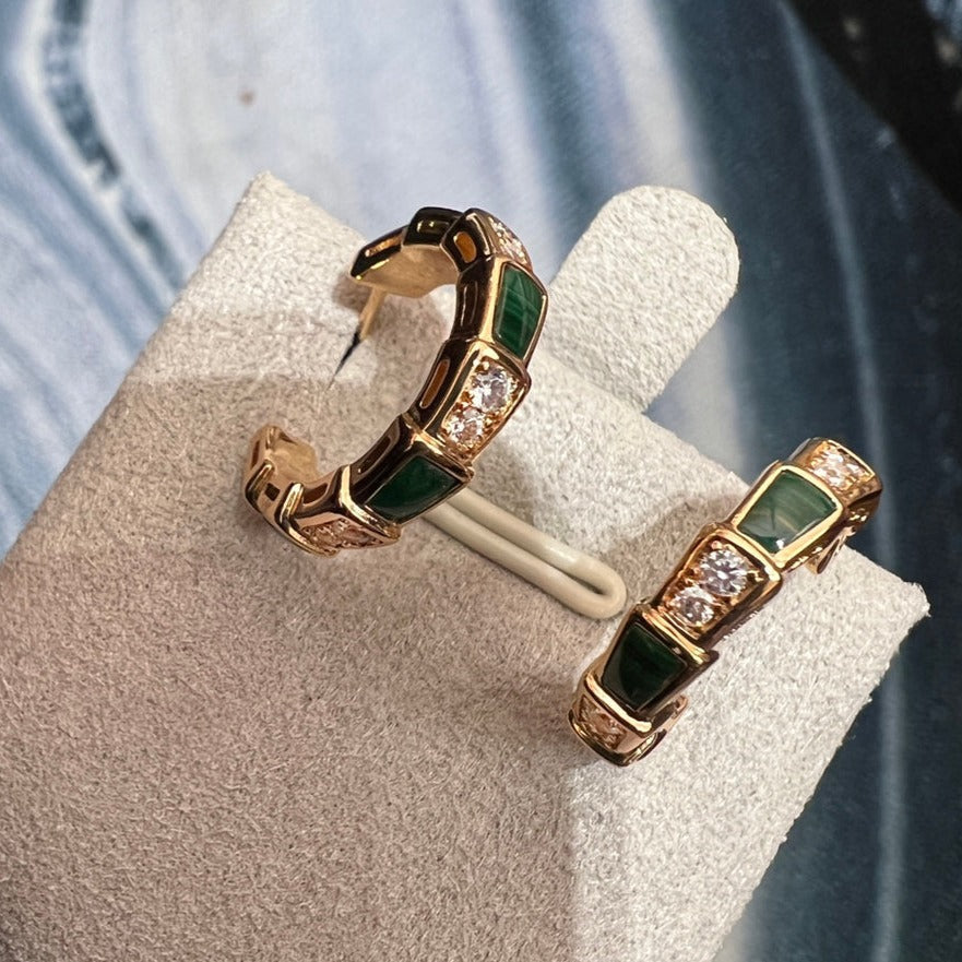 [ROYAL]SERPENTI MALACHITE PINK GOLD EARRINGS