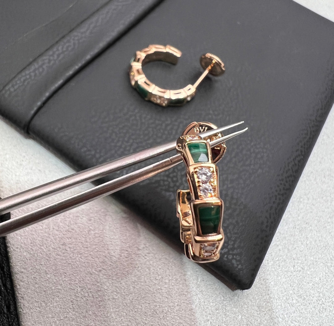 [ROYAL]SERPENTI MALACHITE PINK GOLD EARRINGS