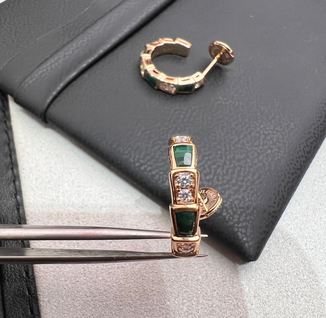 [ROYAL]SERPENTI MALACHITE PINK GOLD EARRINGS