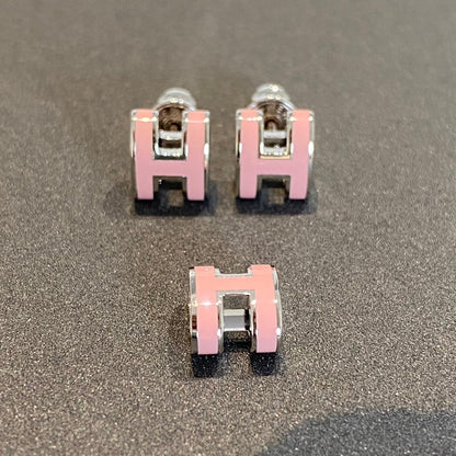 [ROYAL]MINI POP H SILVER EARRINGS PINK