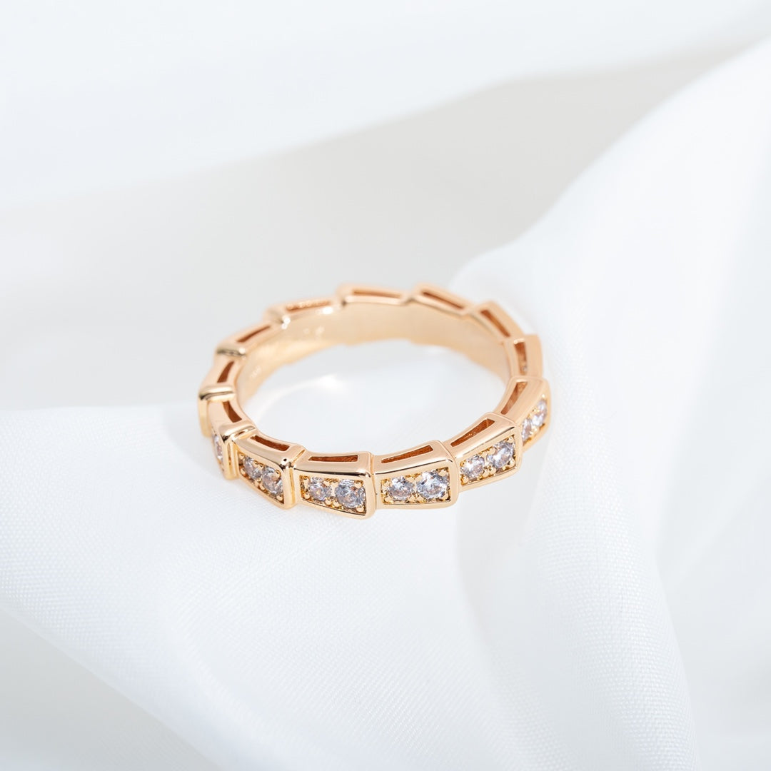 [ROYAL]SERPENTI RING PINK GOLD DIAMOND PAVED 3MM