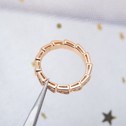 [ROYAL]SERPENTI RING PINK GOLD DIAMOND PAVED 3MM