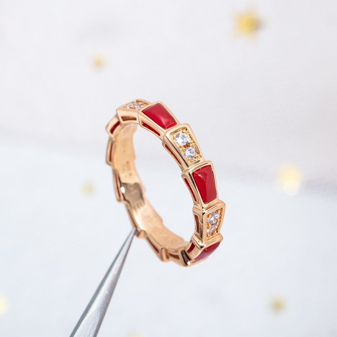 [ROYAL]SERPENTI RING PINK GOLD CARNELIAN DIAMOND 3MM