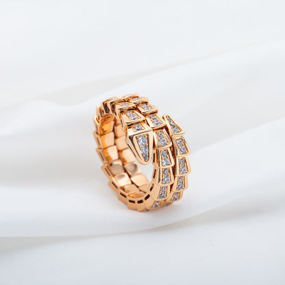 [ROYAL]SERPENTI RING PINK GOLD DIAMOND DOUBLE ROW