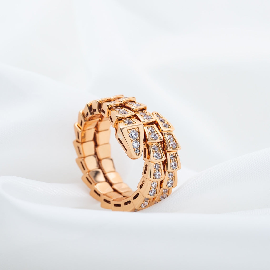 [ROYAL]SERPENTI RING PINK GOLD DIAMOND DOUBLE ROW