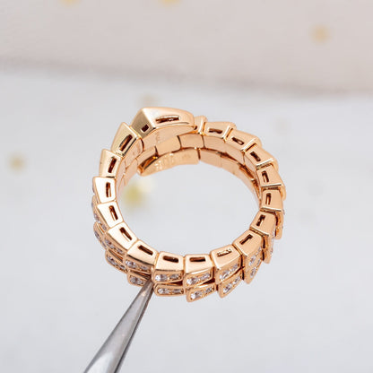 [ROYAL]SERPENTI RING PINK GOLD DIAMOND DOUBLE ROW