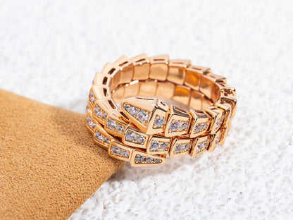 [ROYAL]SERPENTI RING PINK GOLD DIAMOND DOUBLE ROW