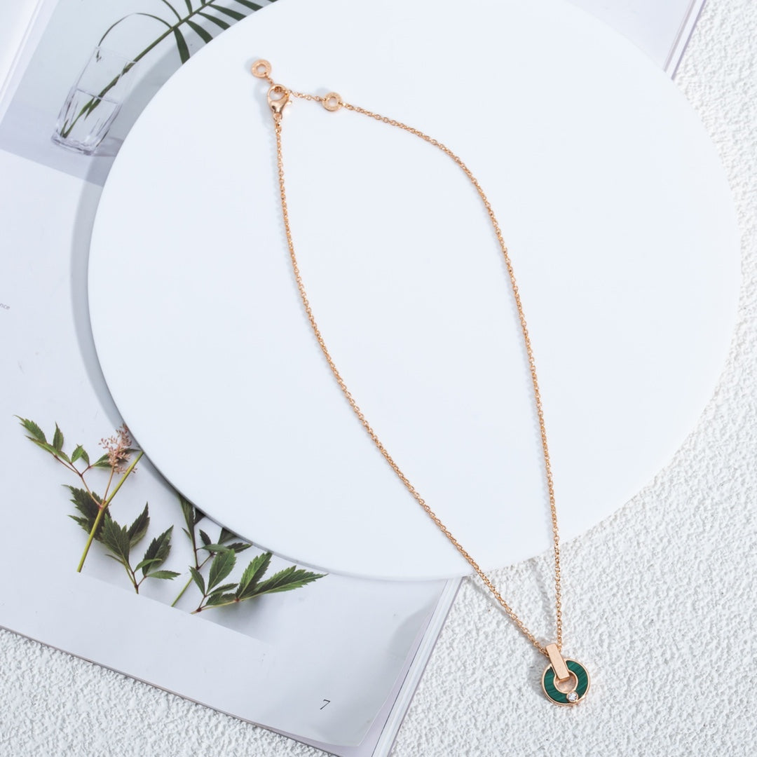 [ROYAL]GARI NECKLACE PINK GOLD MALACHITE