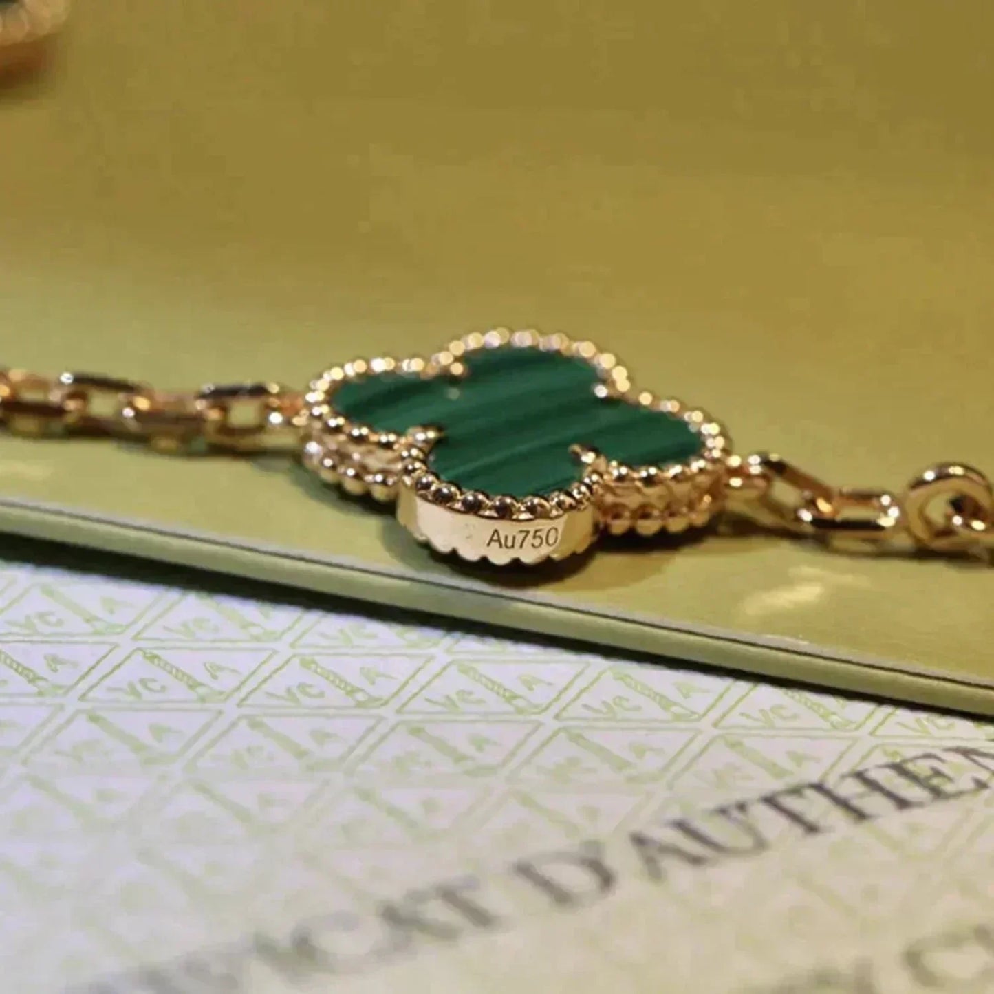 [Royal Jewellery]CLOVER 5 MOTIFS MALACHITE BRACELET