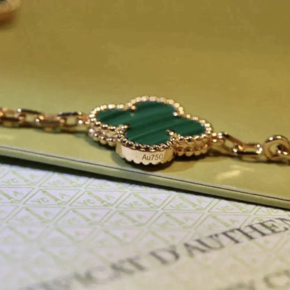 [Royal Jewellery]CLOVER 5 MOTIFS MALACHITE BRACELET