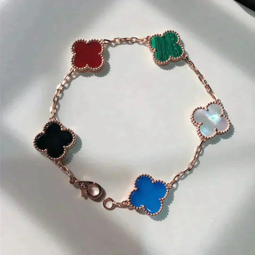 [Royal Jewellery]CLOVER 5 MOTIFS MULTICOLOR BRACELET