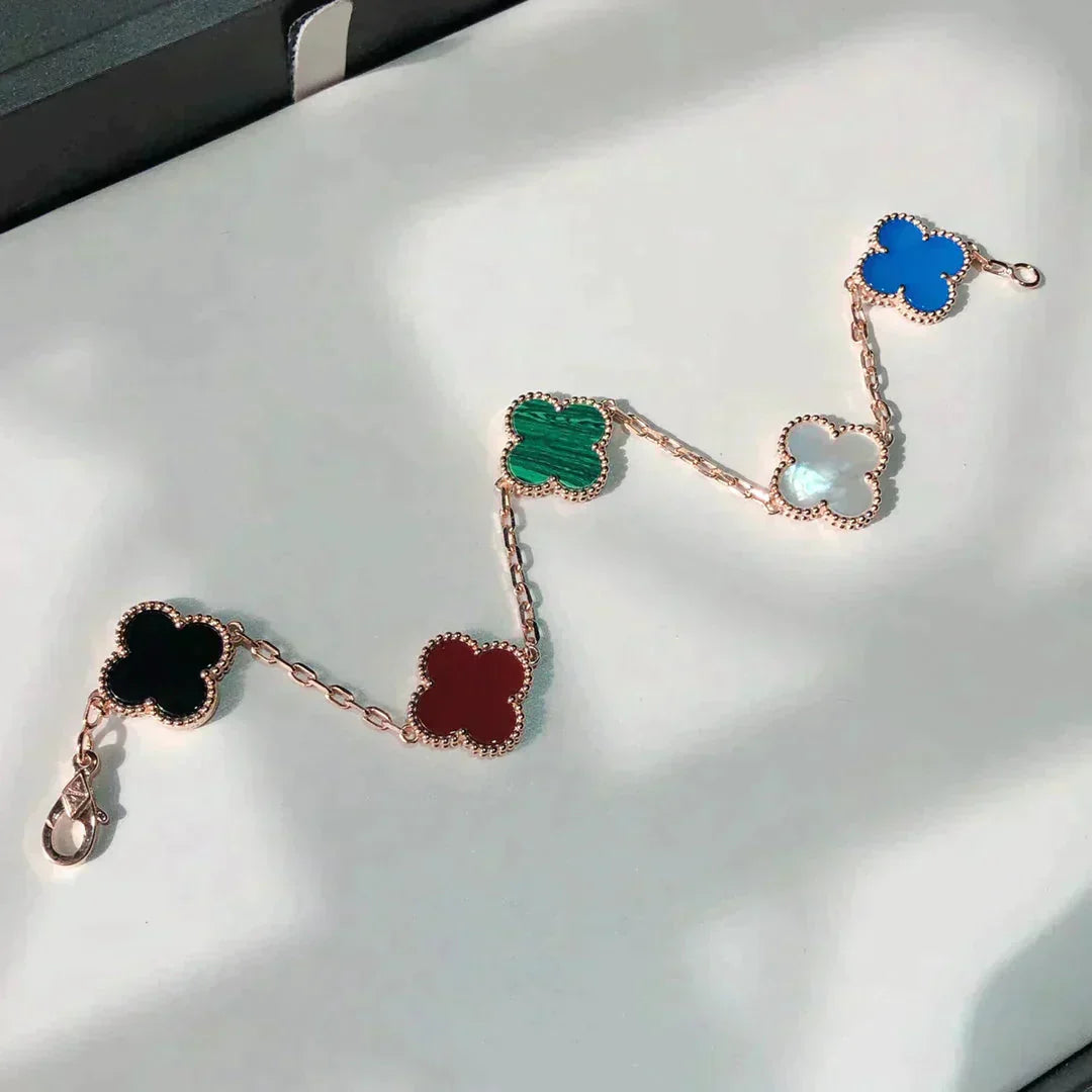 [Royal Jewellery]CLOVER 5 MOTIFS MULTICOLOR BRACELET