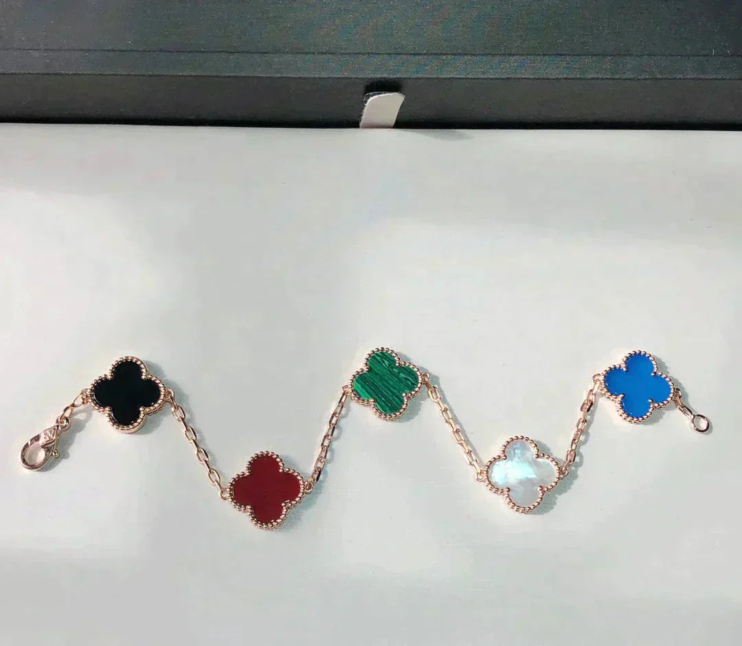 [ROYAL]CLOVER 5 MOTIFS MULTICOLOR  BRACELET